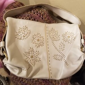 Elliott Lucca White Leather with Gold Embroidery